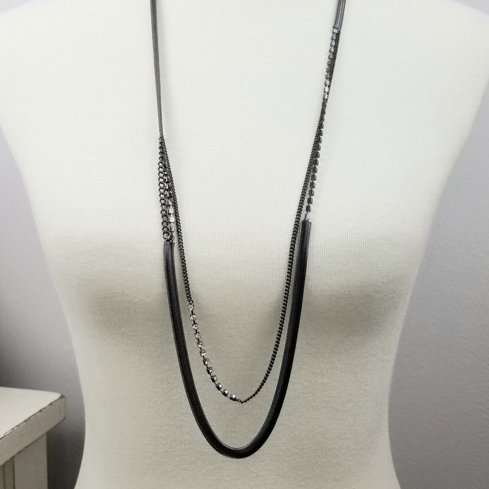 Classic Silver & Black Chain Necklace